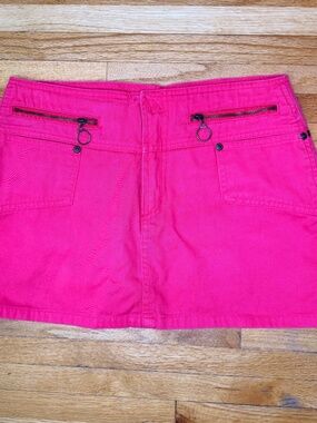 Y2K Hot Pink Cargo Mini Skirt – Indie Sleaze Utility Skirt- Built in shorts